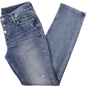 Denim gerade Bein Jeans bedrückt