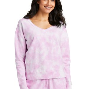 Port & Company Damen Strandwäsche Cloud Batikmuster V-Ausschnitt Sweatshirt LPC140V