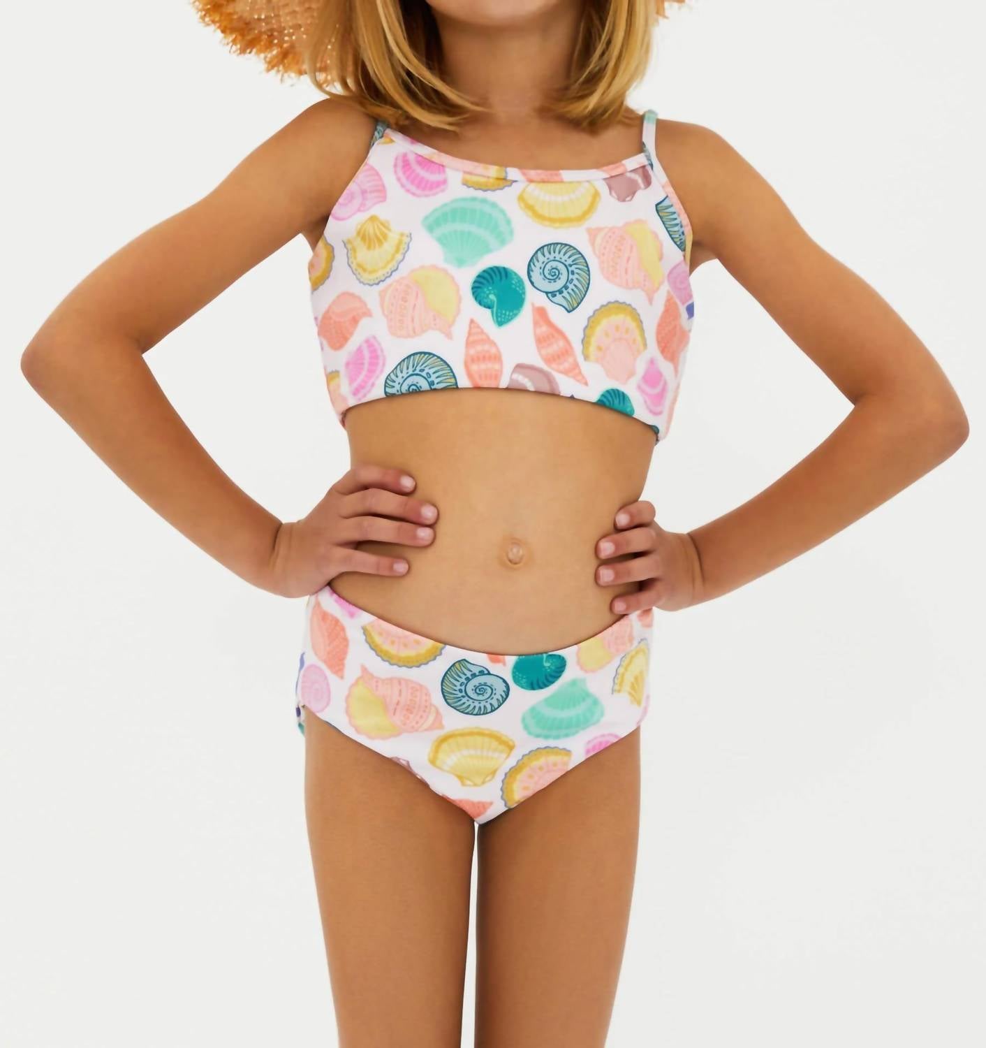 Kleine Libbie Top & Janie Bottom Badeanzug in Küsten Juwel