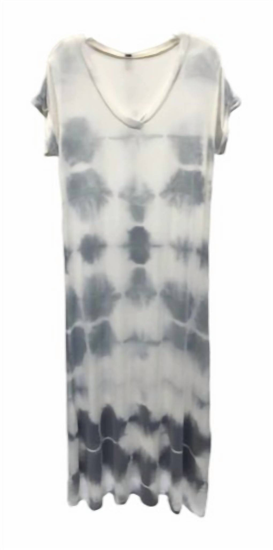 Kurzarm V-Ausschnitt Maxi Kleid in Alligator Krawattenfarbe
