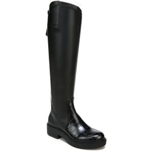 Keaton Kunstleder Block Absatz kniehohe Stiefel