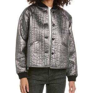 THE GREAT The Metallic Bomber Jacke