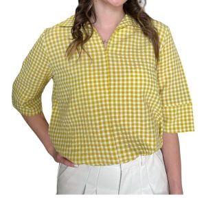 Gingham Collared Top in gelb 7733732737084