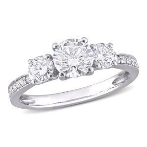 Mimi & Max 1 3/8ct DEW Created Moissanite 3-Stone Engagement Ring aus 10k Weißgold
