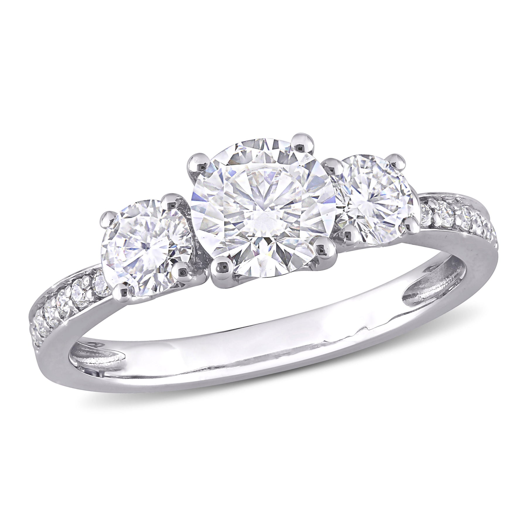 Mimi & Max 1 3/8ct DEW erstellt Moissanit 3-Stein Verlobungsring in 10k Weißgold