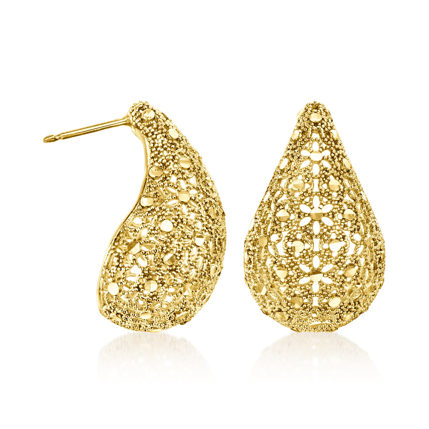 Ross-Simons Italienische 18kt Gold über Sterling Milgrain Teardrop Ohrringe