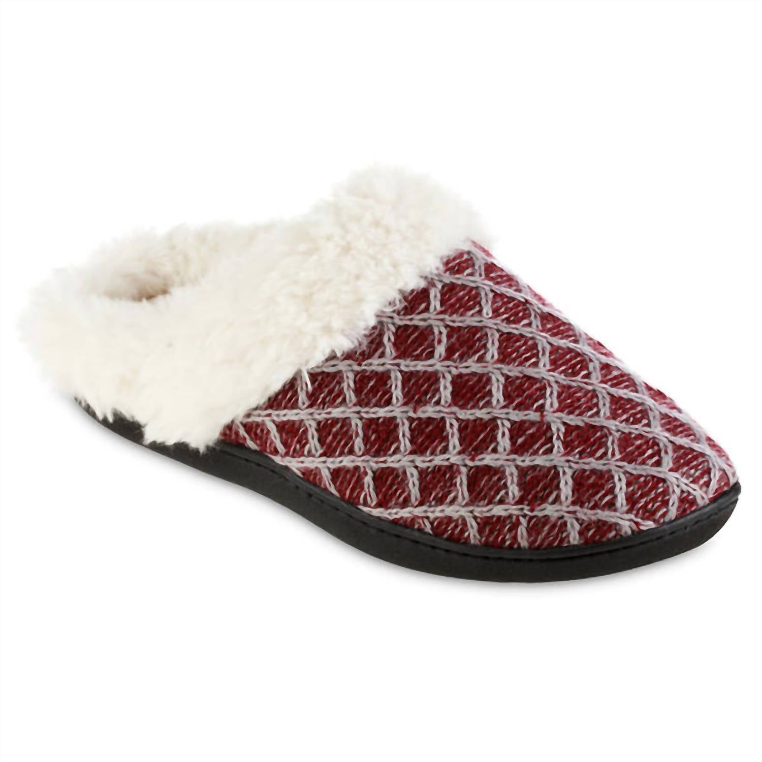 Damen Diamant Pullover stricken Hoodback Slipper in Granat