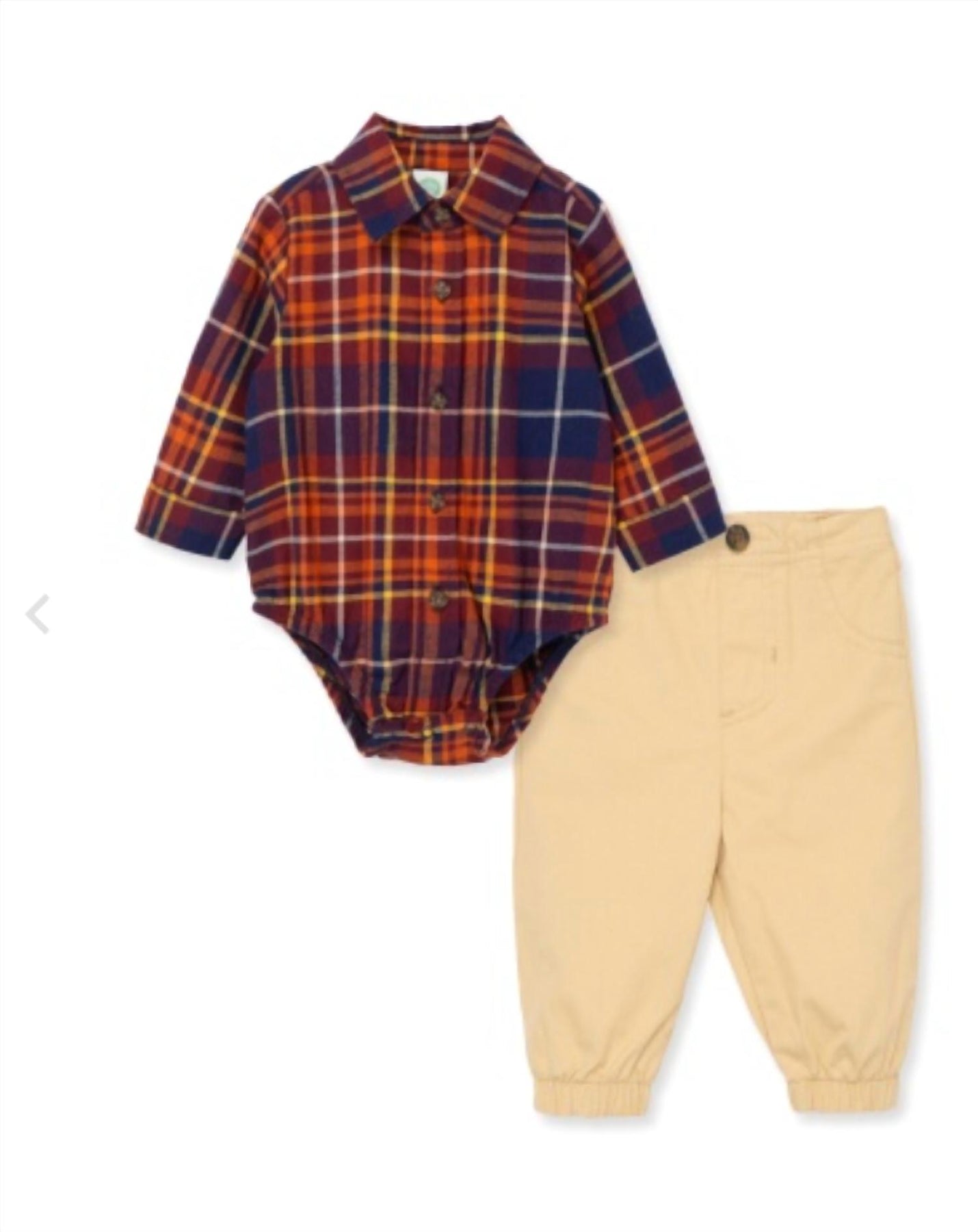Kid's Fall Karierter Body-Hose-Set in Mehrfarbig