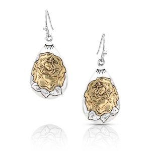 Damen Emerging Rose Teardrop Ohrring in Silber / Gold