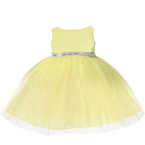 Baby Mädchen gelb Strass Tüll Blumenmädchen Kleid 6-24M