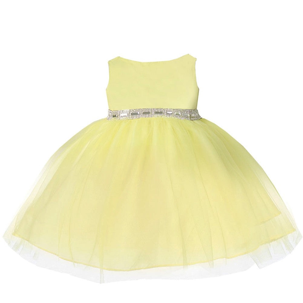Baby Mädchen gelb Strass Tüll Blumenmädchen Kleid 6-24M