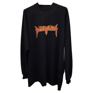 Balenciaga Sweatshirt mit Metalllogo aus schwarzer Baumwolle