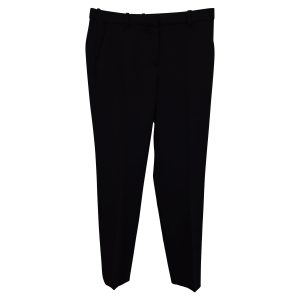 Theory Straight Leg Hose mit niedriger Taille aus schwarzer Wolle 7733788737596