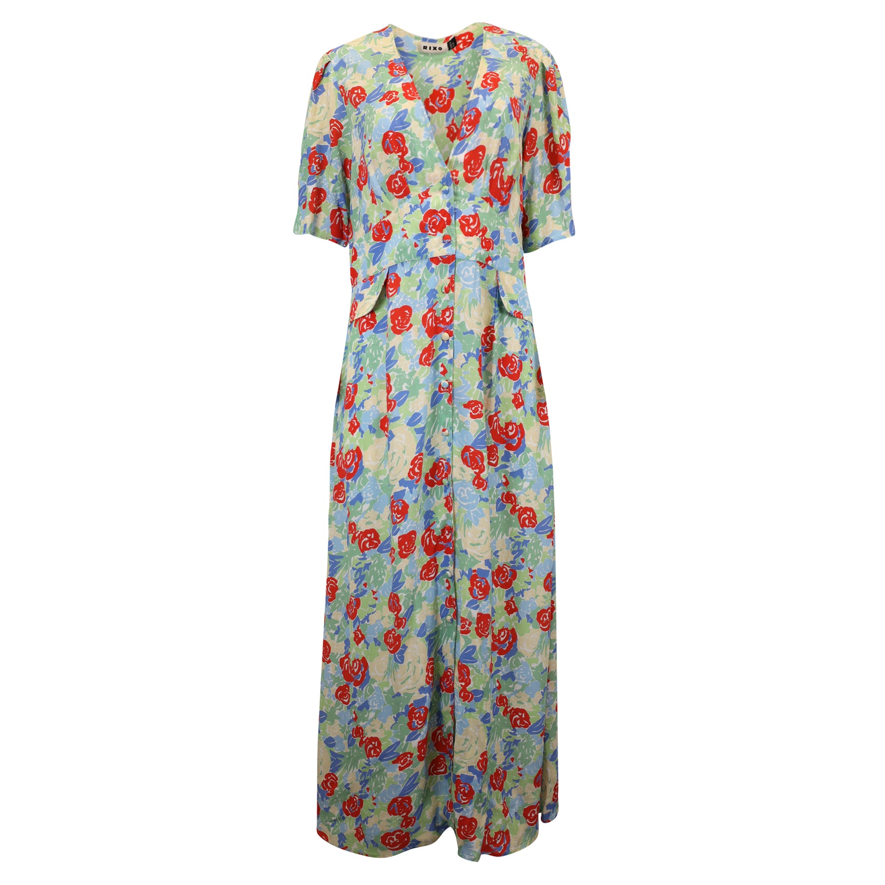 Rixo Jackson Crepe Midikleid mit Blumenmuster Viskose