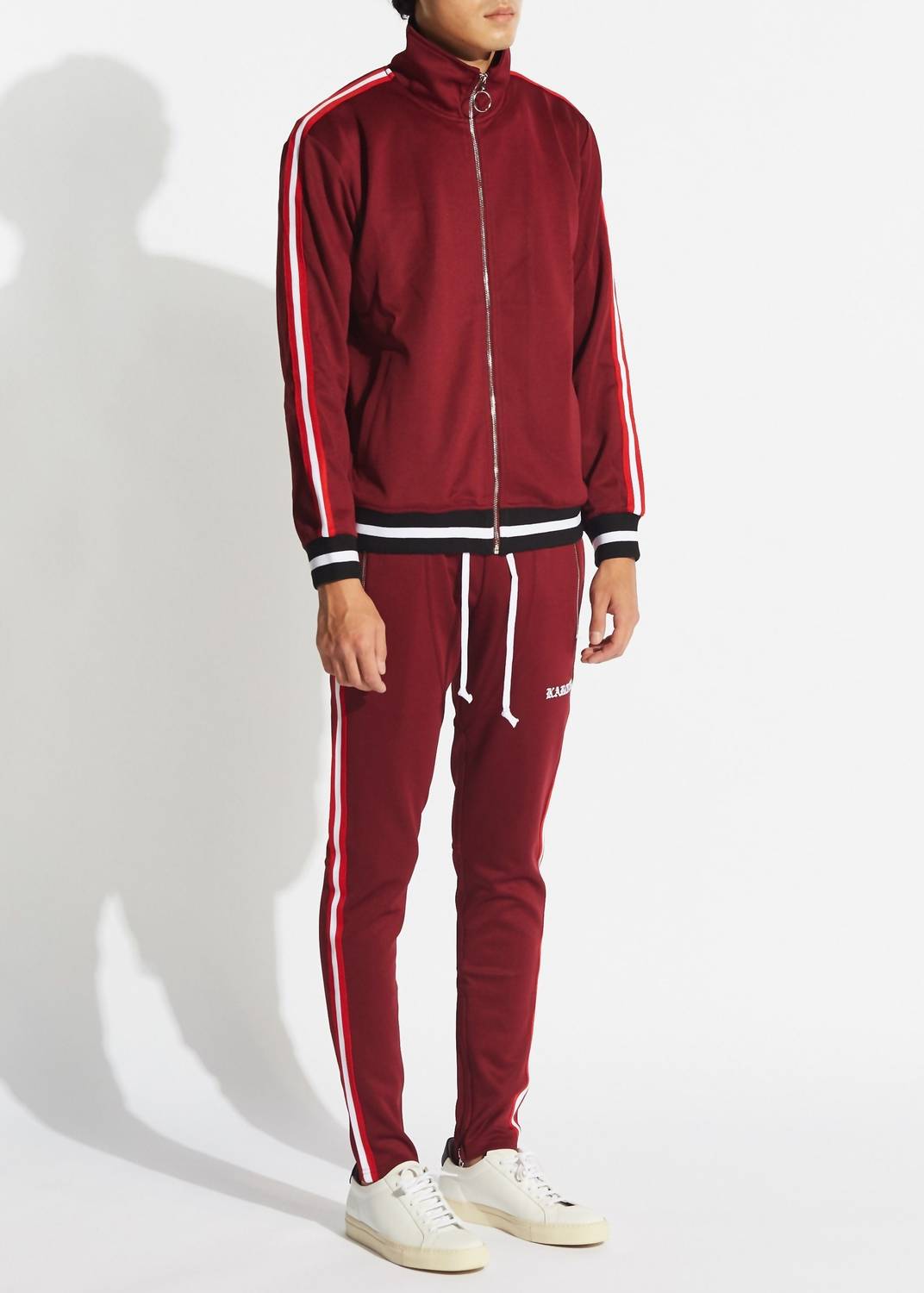 Herren Zip Up Jacke und Sweatpant Set in Burgund