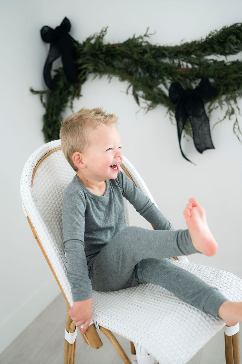 Heather (grau) gerippt Langarm PJ's