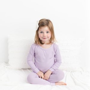 Lavender gerippte lange Ärmel pj-s