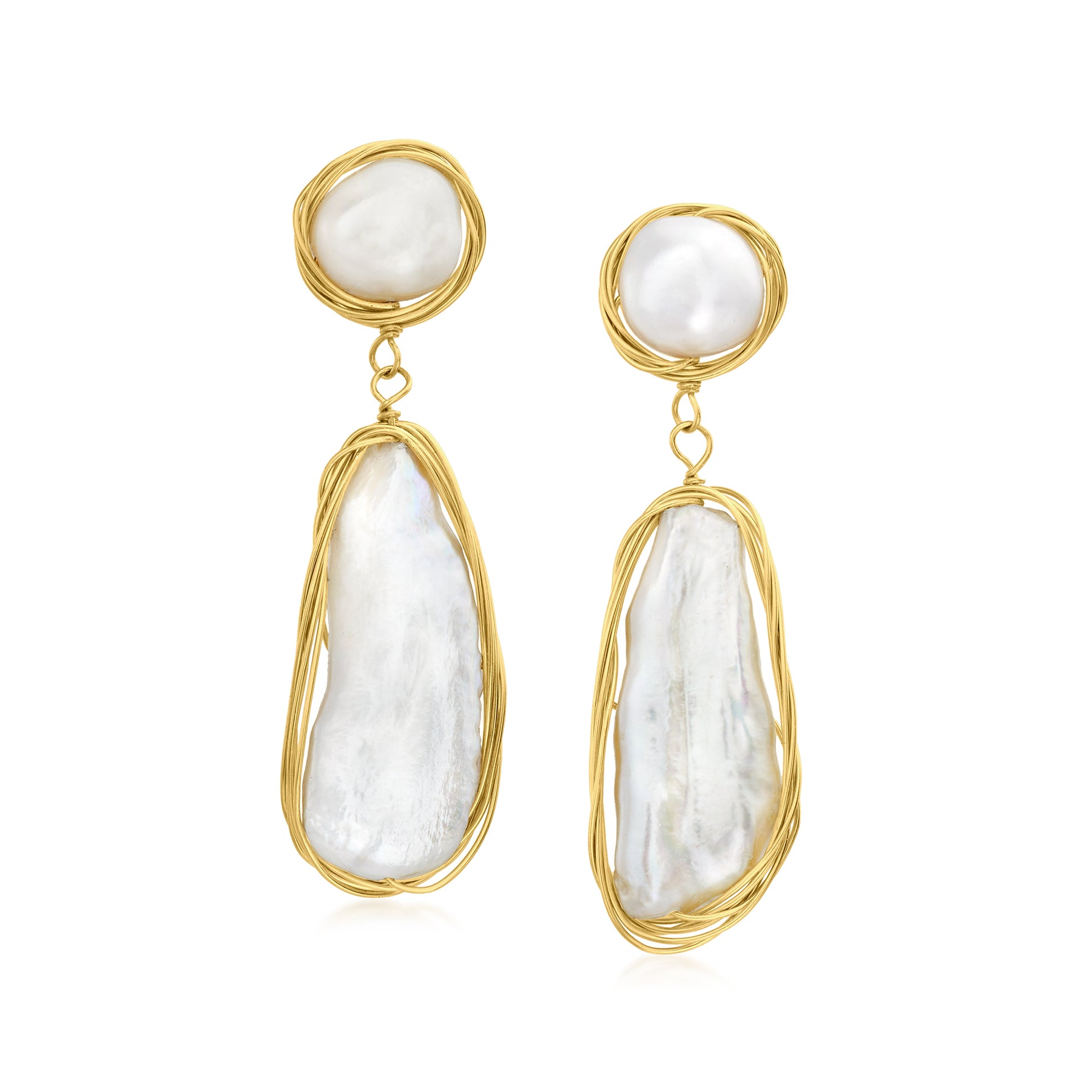 Ross-Simons 8-25mm kultiviert Barock Perle Tropfen Ohrringe in 18kt Gold über Sterling