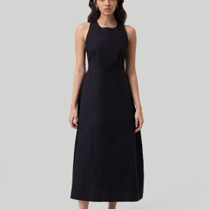 Cross-back Midikleid in schwarz