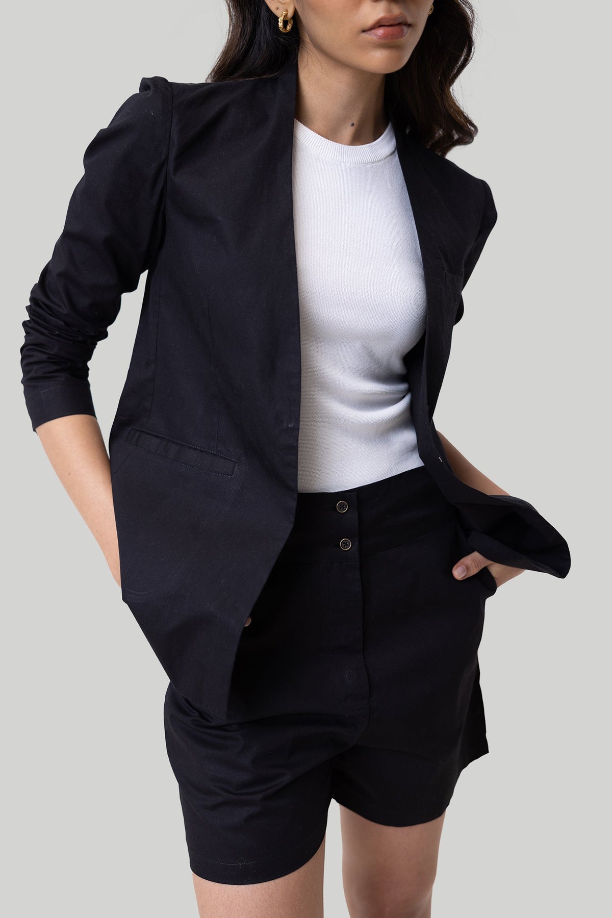 Sommer Wärme Blazer in schwarz