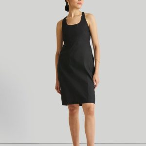 Fitted Knee Length Kleid in schwarz