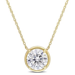 Mimi & Max 2ct DEW Created Moissanite Circular Anhänger mit Kette in 10k Gelbgold