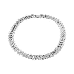 Edgy Cuban Kristall Kette Halskette Silber