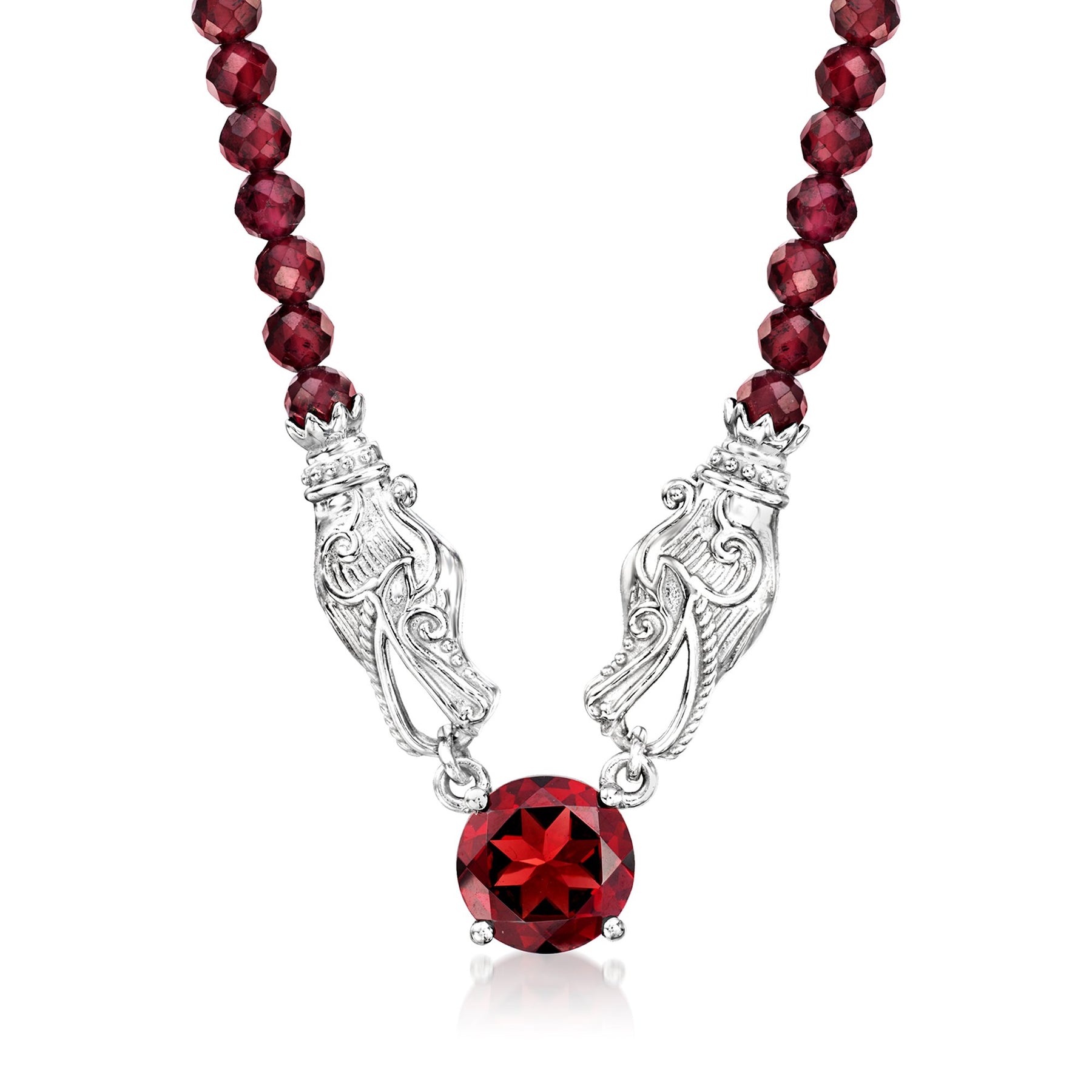 Ross-Simons Granat und Granat Perlenkette in Sterling Silber