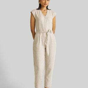 Abendlicher Chai Jumpsuit in Hellbeige