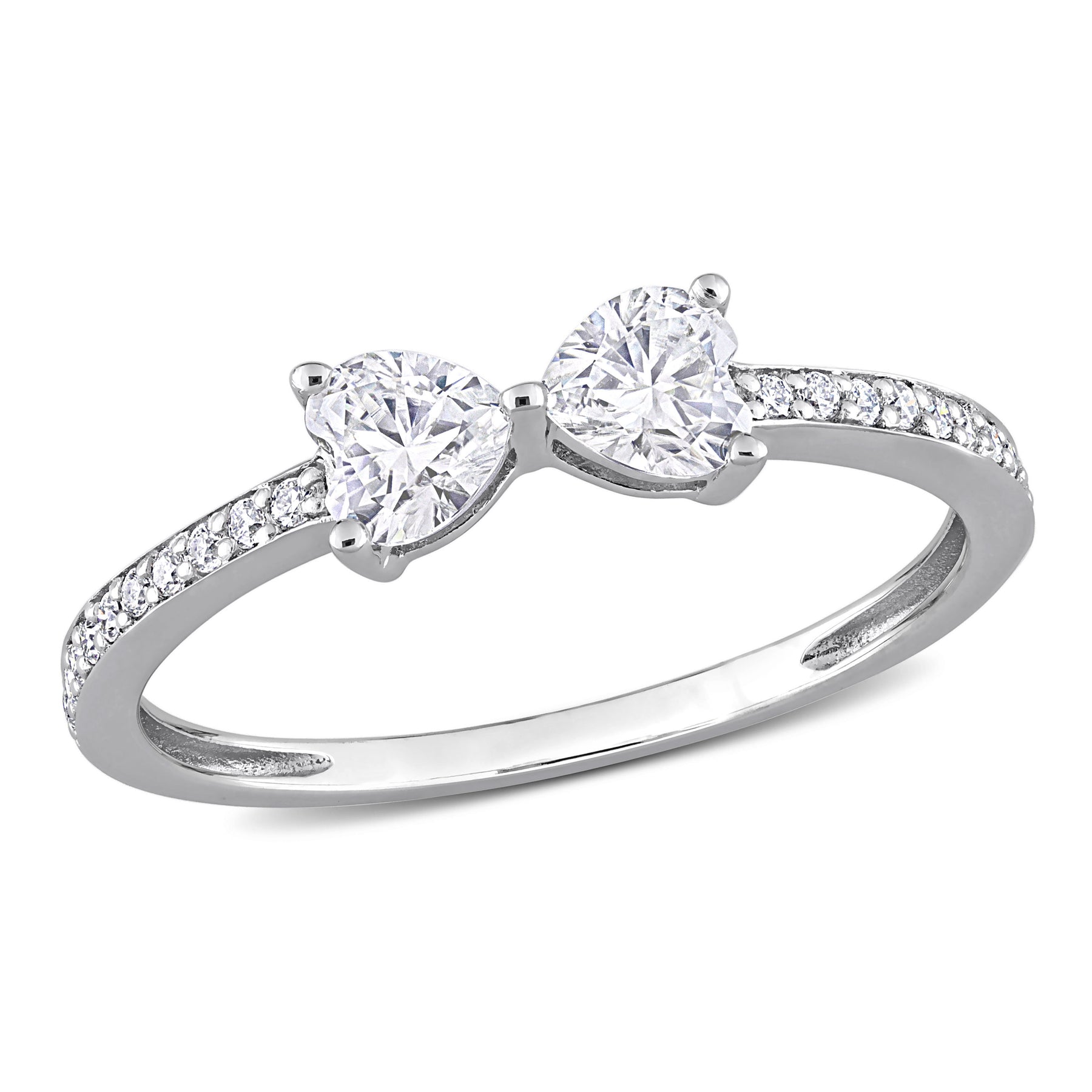 Mimi & Max 3/5ct DEW Moissanite Duo Herz Ring aus Sterling Silber