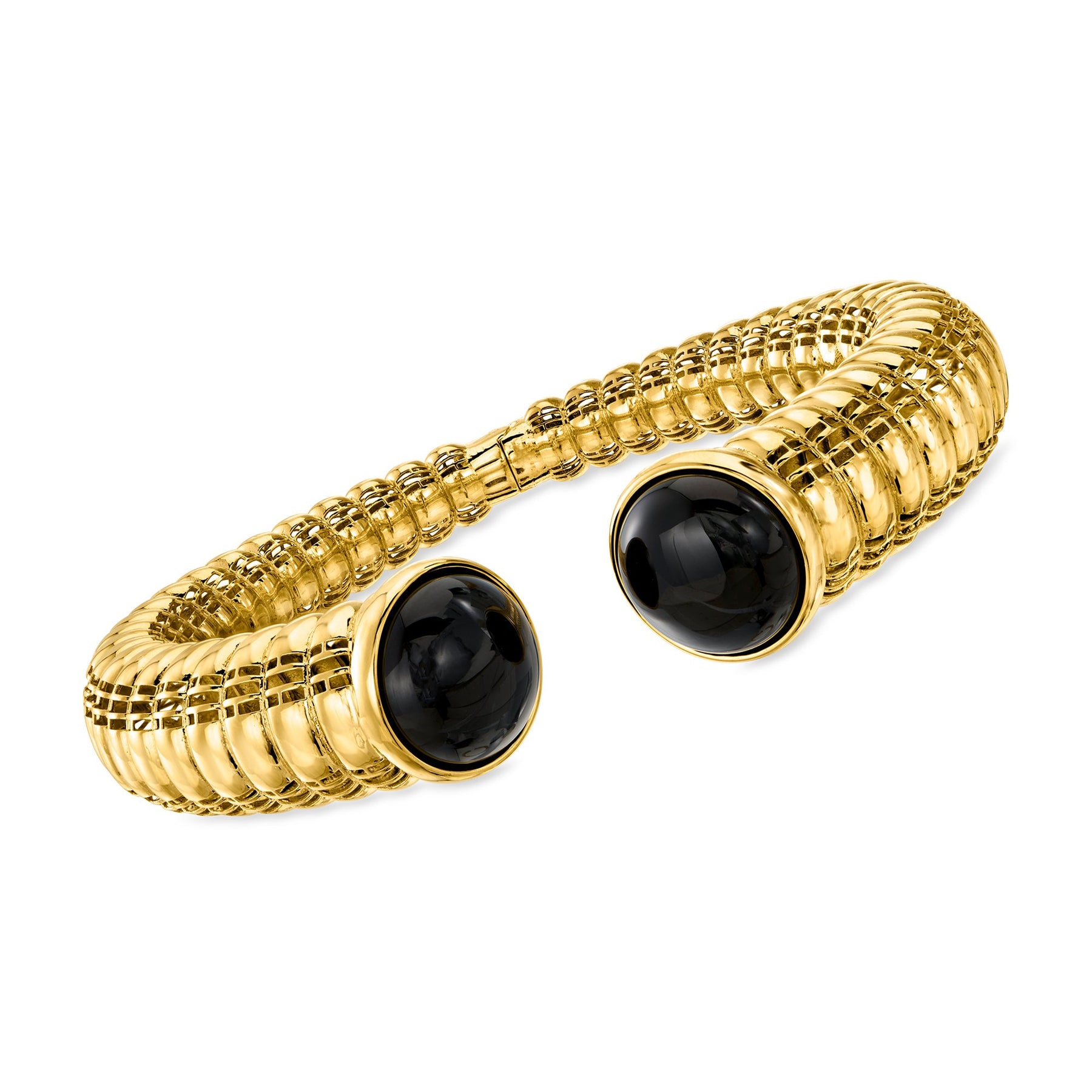 Ross-Simons Onyx Twisted Manschette Armband in 18kt Gold über Sterling