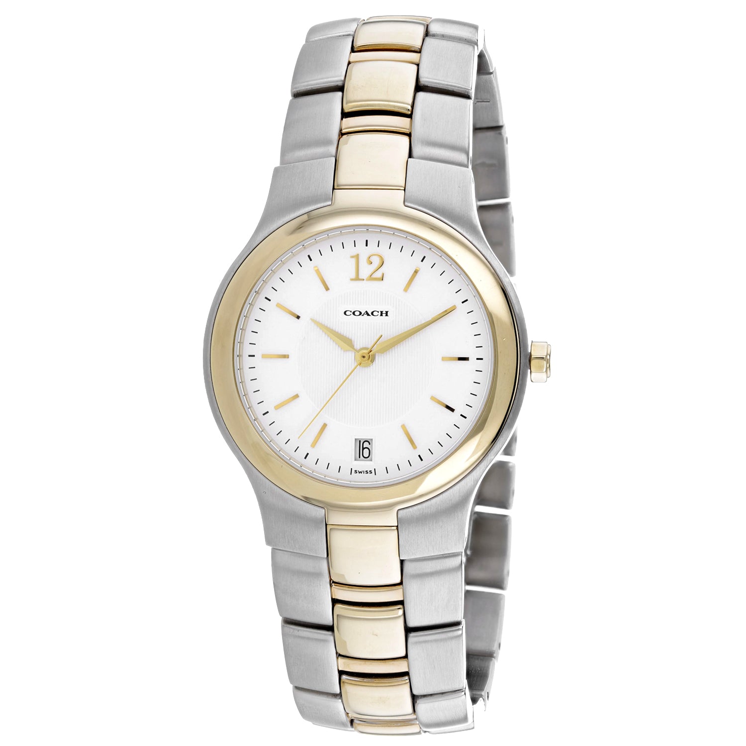 Coach Herren Two-Tone Silber & Gold weißen Zifferblatt Uhr