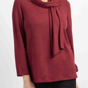 Cozy-Up Fleece Krawattenpullover in Cranberry