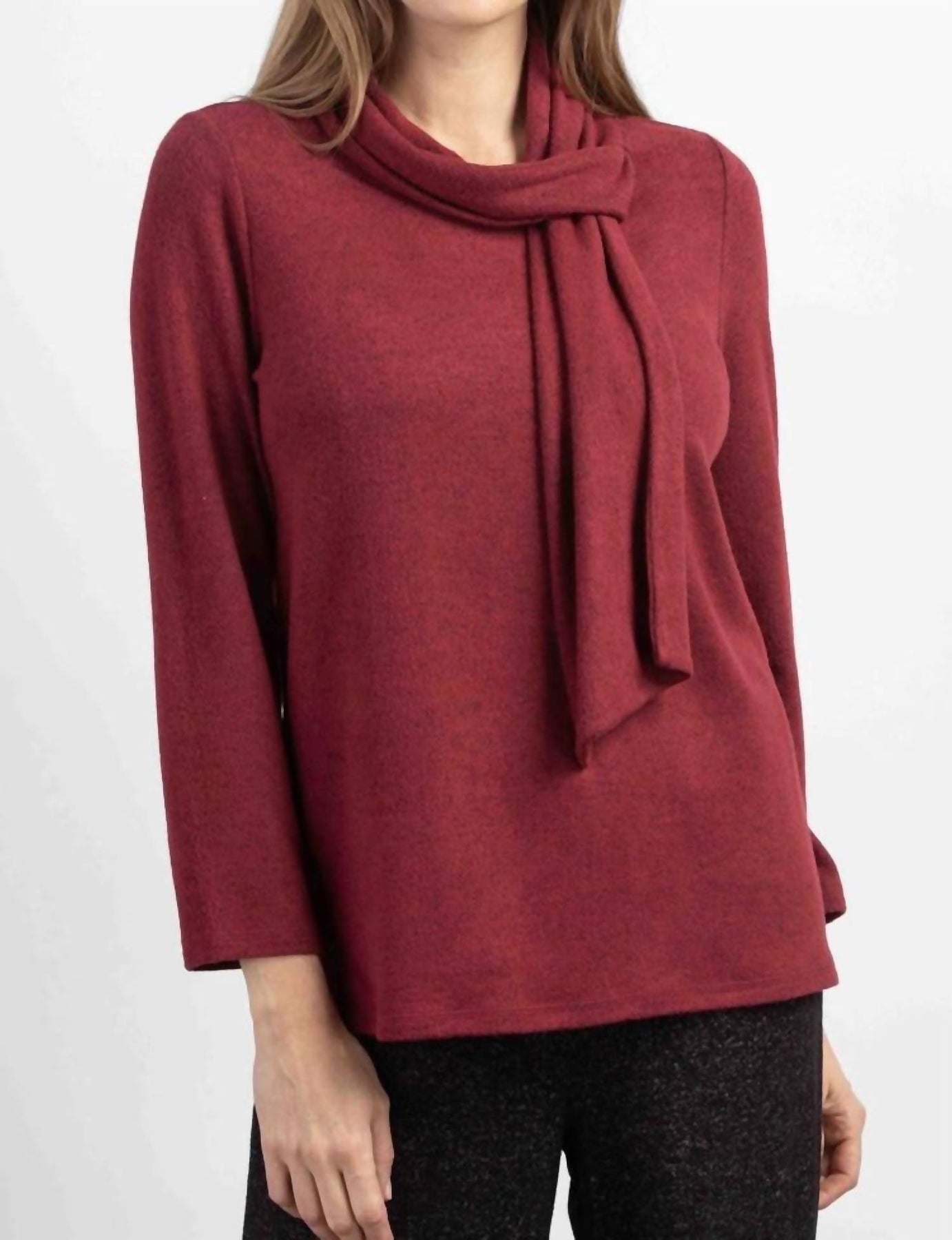 Cozy-Up Fleece Krawattenpullover in Cranberry