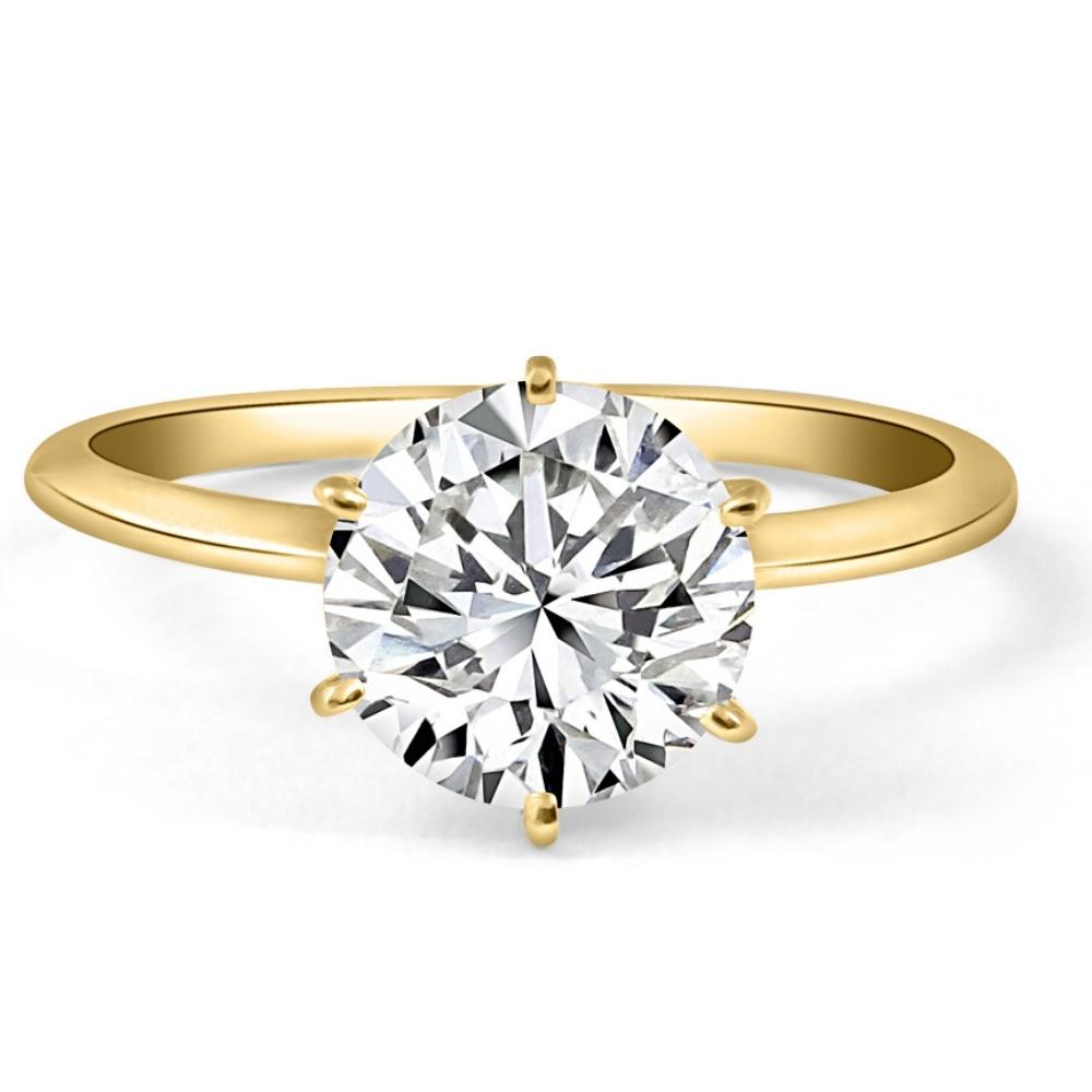 Zertifizierter 2CT Lab Grown Diamant Solitaire Verlobungsring 14k Gelbgold E / VVS2
