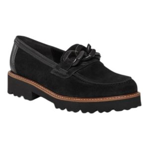 Damen Lug Sole Loafer in Schwarz Velour