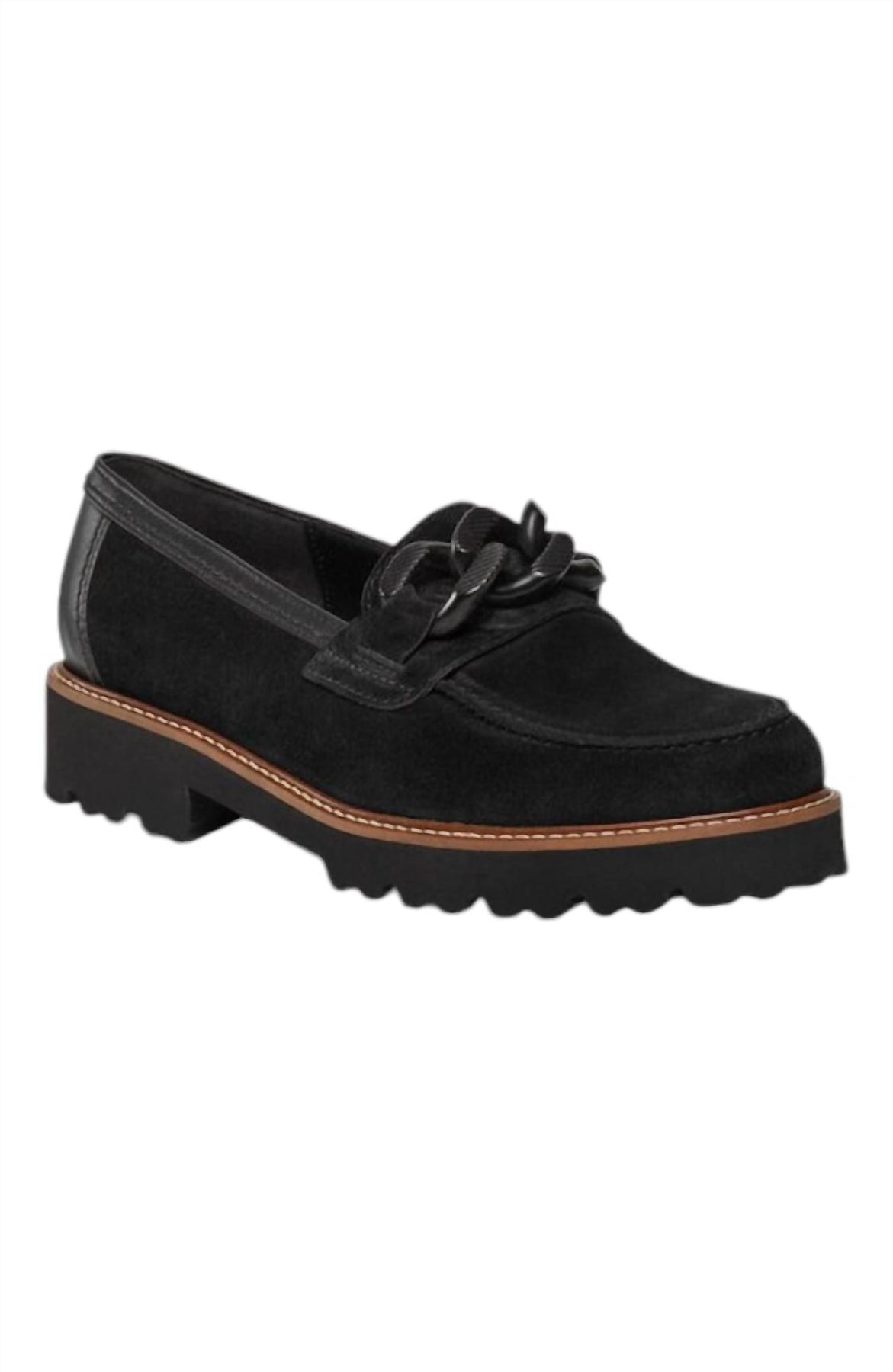 Damen Lug Sole Loafer in Schwarz Velour