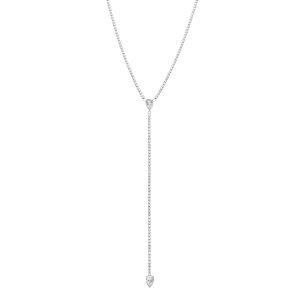 Wasserdicht Kristall Y- Lariat Tropfen Tennis Kette Halskette silber