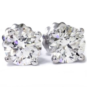 3 CT rund Lab erstellt Diamantschrauben zurück Ohrstecker 14K Weißgold