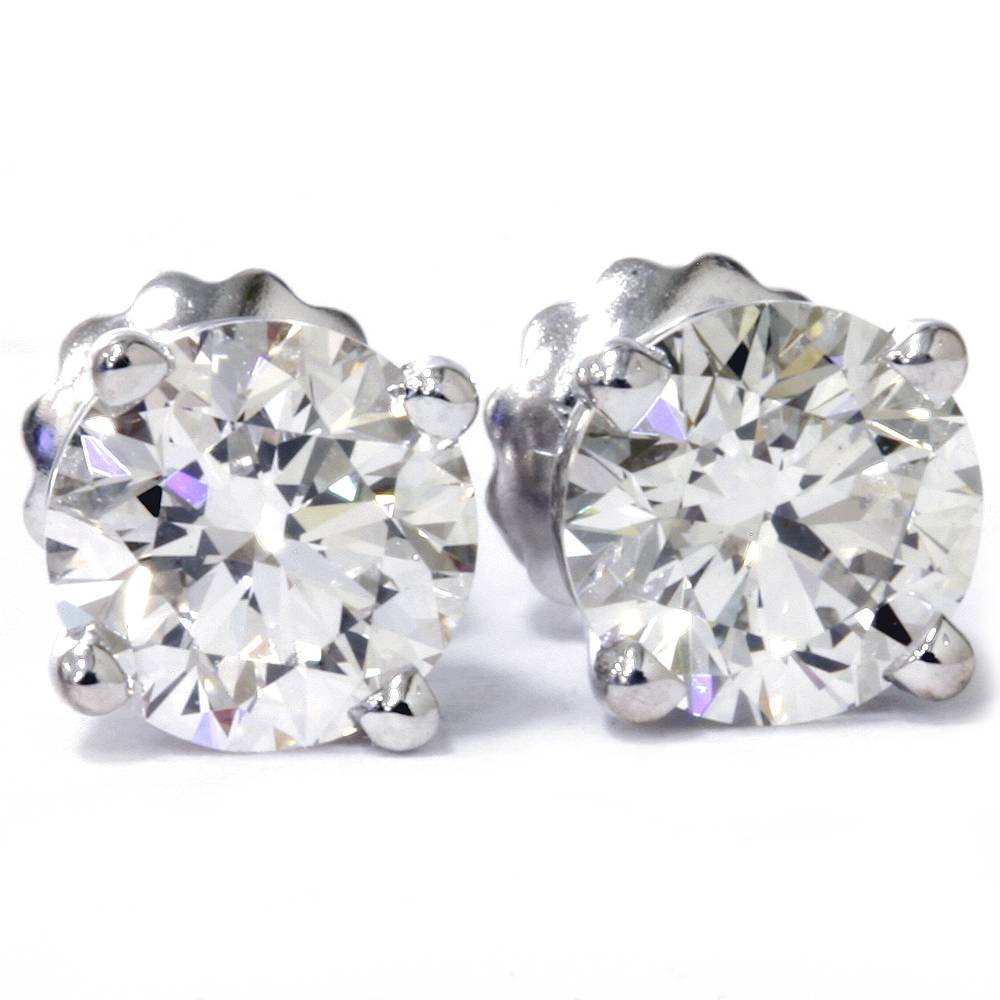 3 CT rund Lab erstellt Diamantschrauben zurück Ohrstecker 14K Weißgold