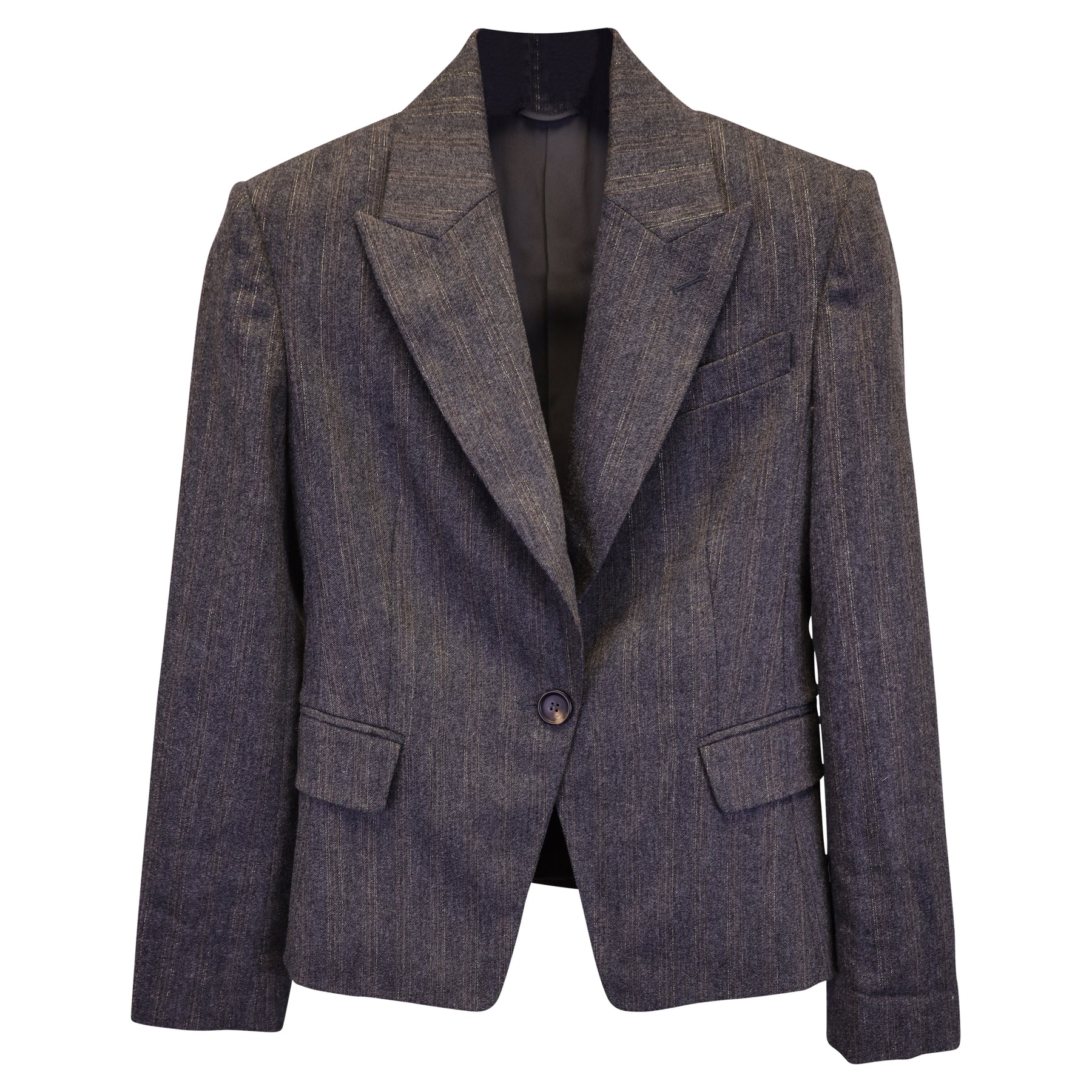 Brunello Cucinelli Pinstripe Blazer Jacke aus grauer Wolle