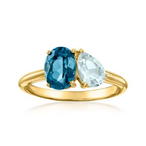 Ross-Simons London blau topaz und . aquamarine toi et moi Ring in 18kt Gold über Sterling
