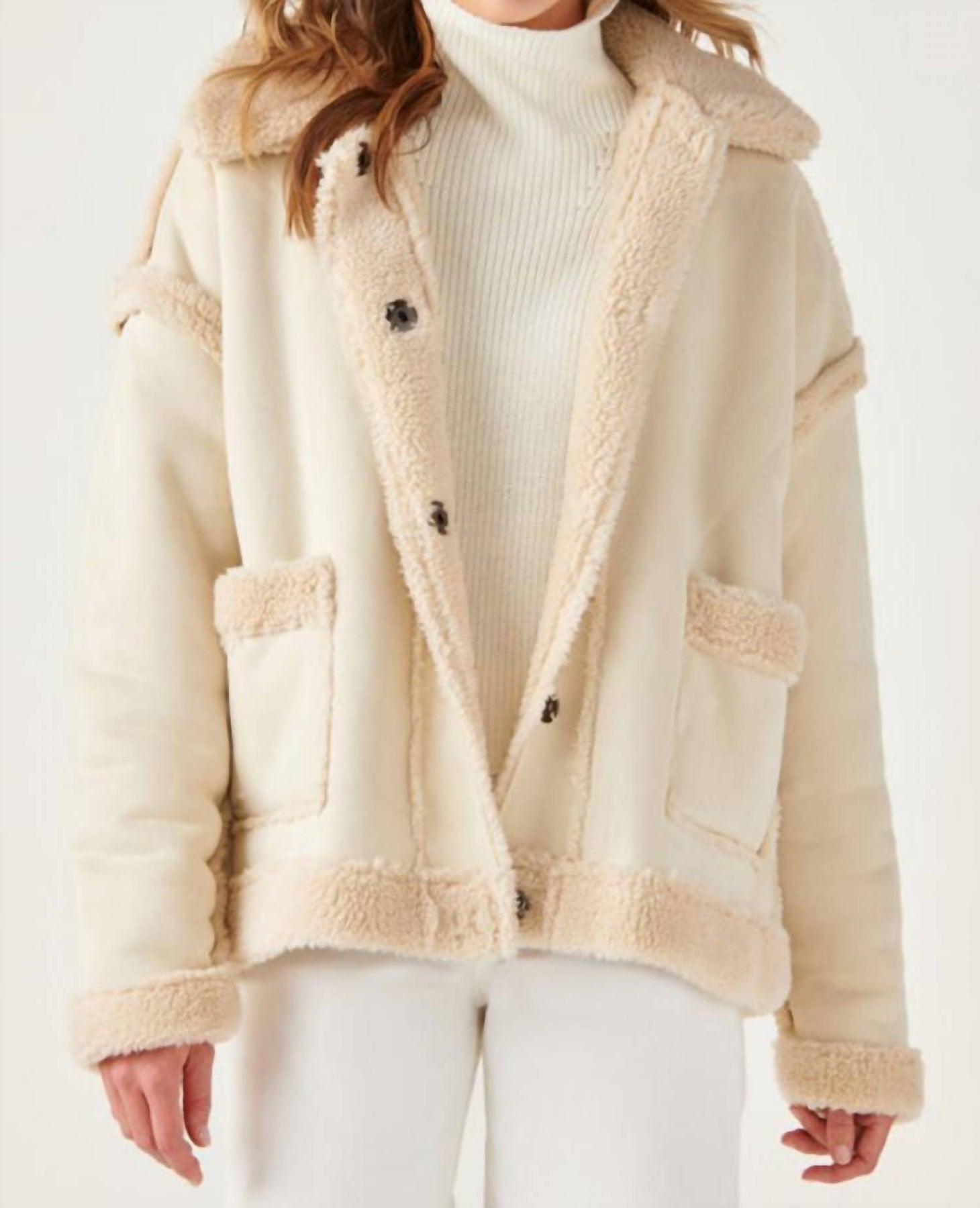 Shearling gewebte Jacke in Beige