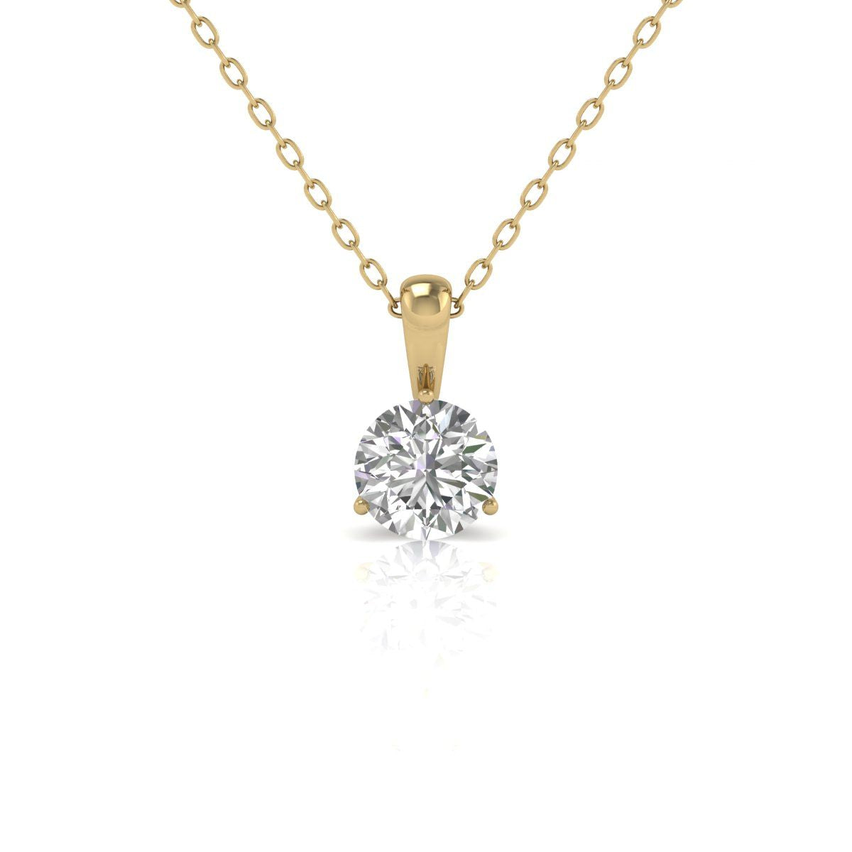 Diana M Lab 14KT YG 1ct Drei Zinken Martini Anhänger