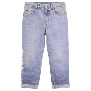 Alexander McQueen Logo bestickte Jeans aus hellblauer Baumwolle 7733741092924