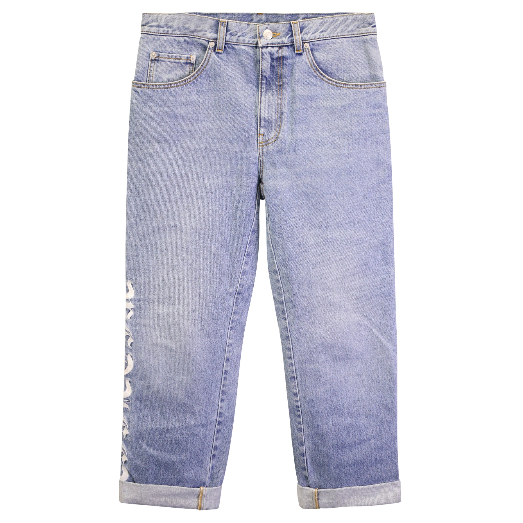 Alexander McQueen Jeans mit Logo-Stickerei aus hellblauer Baumwolle