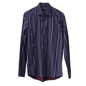Etro Paisley and Stripe Print Hemd aus lila Baumwolle