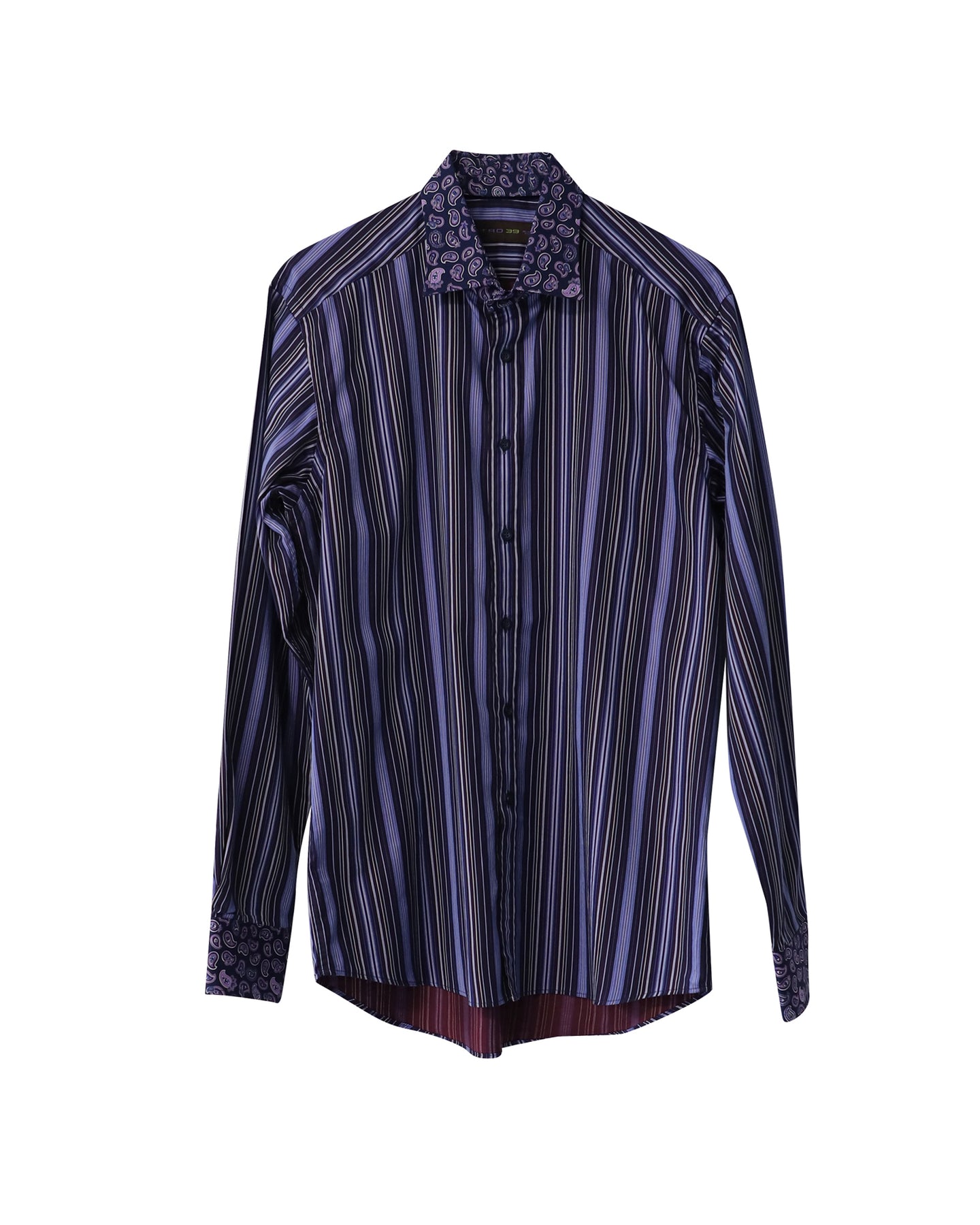 Etro Paisley und Streifen Muster Hemd aus lila Baumwolle