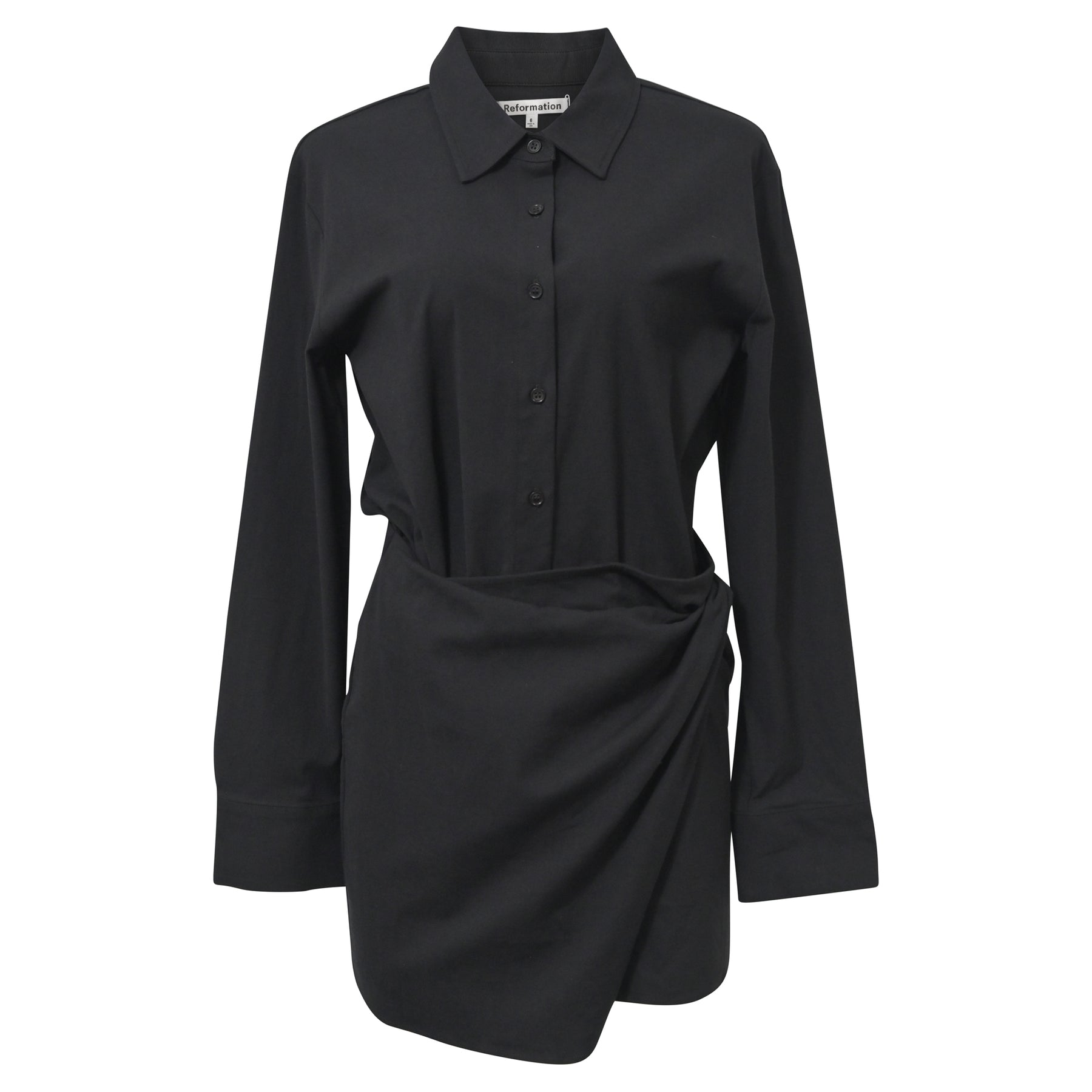 Reformation Weston Hemdkleid aus schwarzer Baumwolle