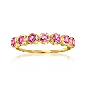 RS rein von Ross-Simonen Lünette-Set rosa Turmalin Ring in 14kt Gelbgold